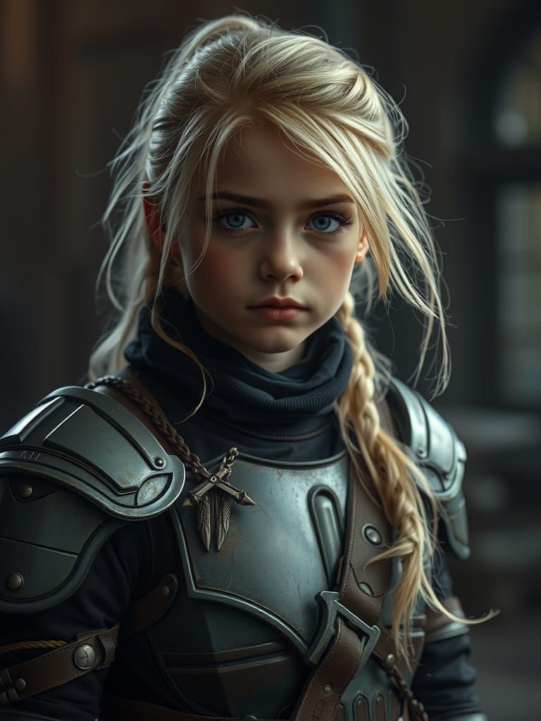 Young Mandalorian with Beskar Armor in Cinematic Lighting