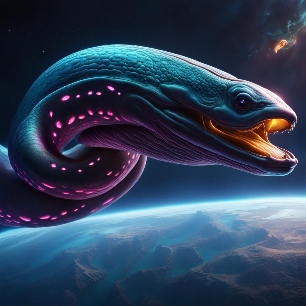 Aggressive Space Eel Detailed Matte Painting