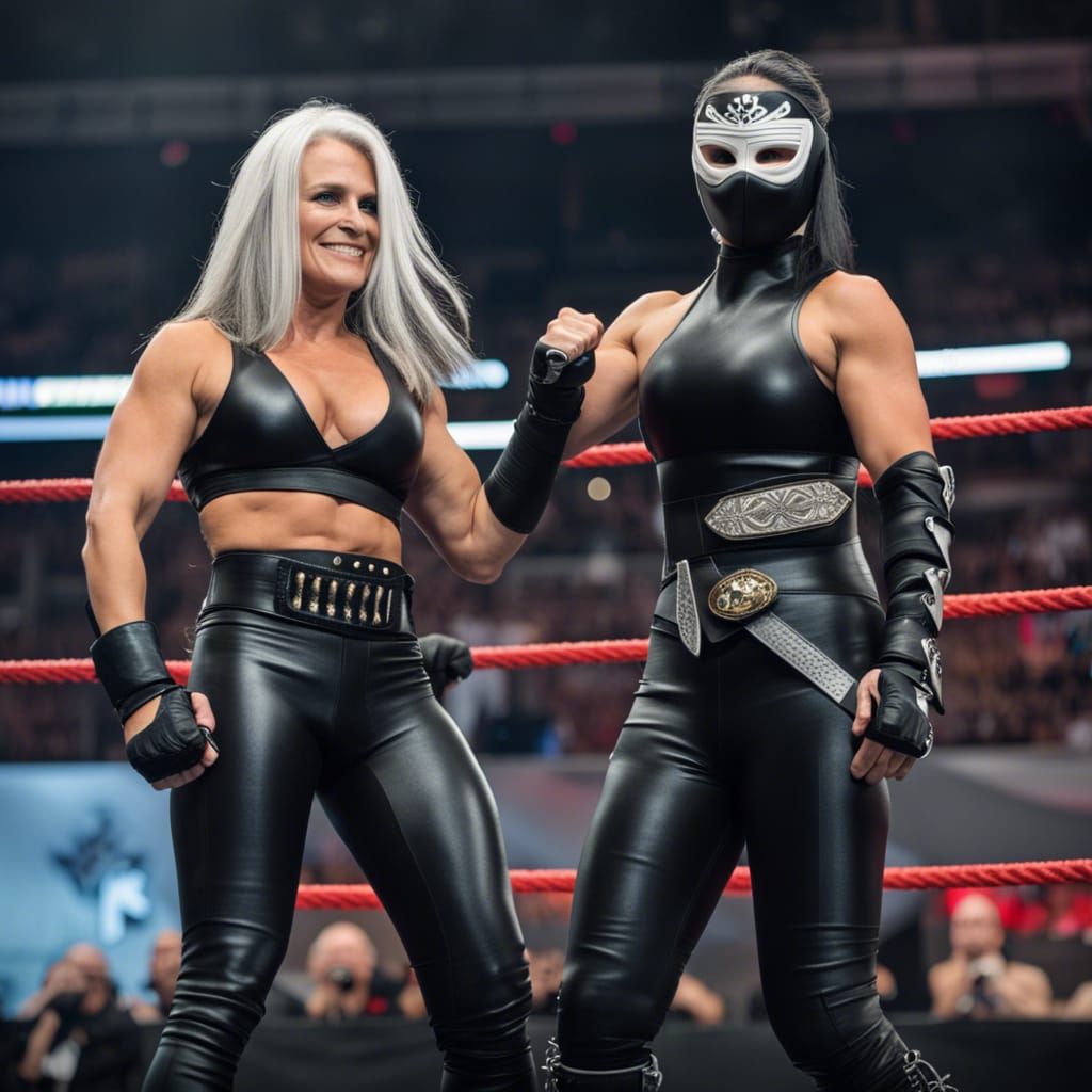 Female Wrestler Celebrates Championship Victory