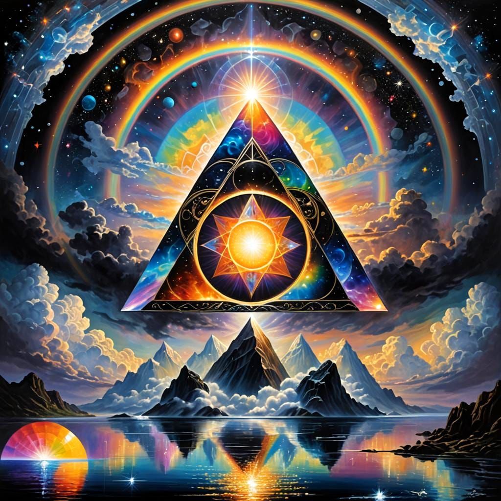 Divine Sky Spell Circles Tesseract with Glowing Energy