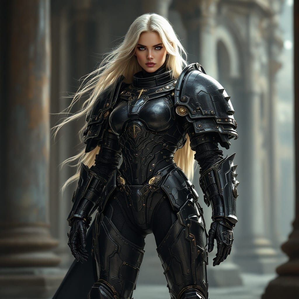 Warhammer Female Imperial Knight Pilot in Regal Black Armor