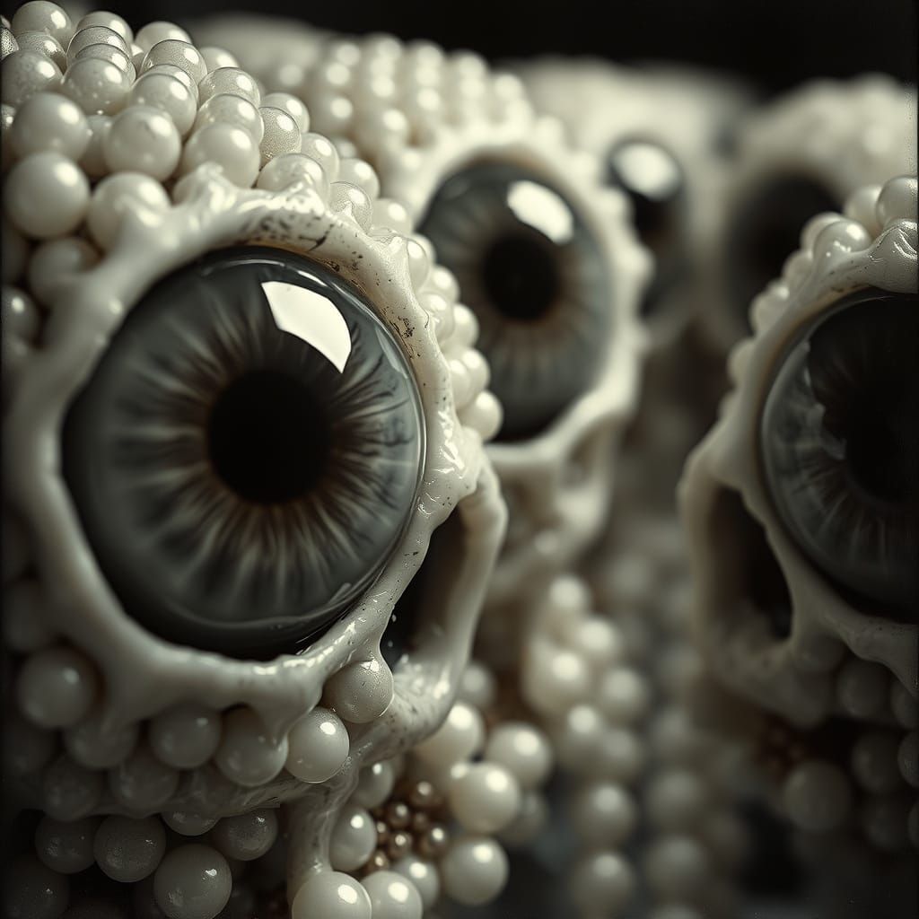 Surreal Beaded Eyeballs in Grotesque Photogravure