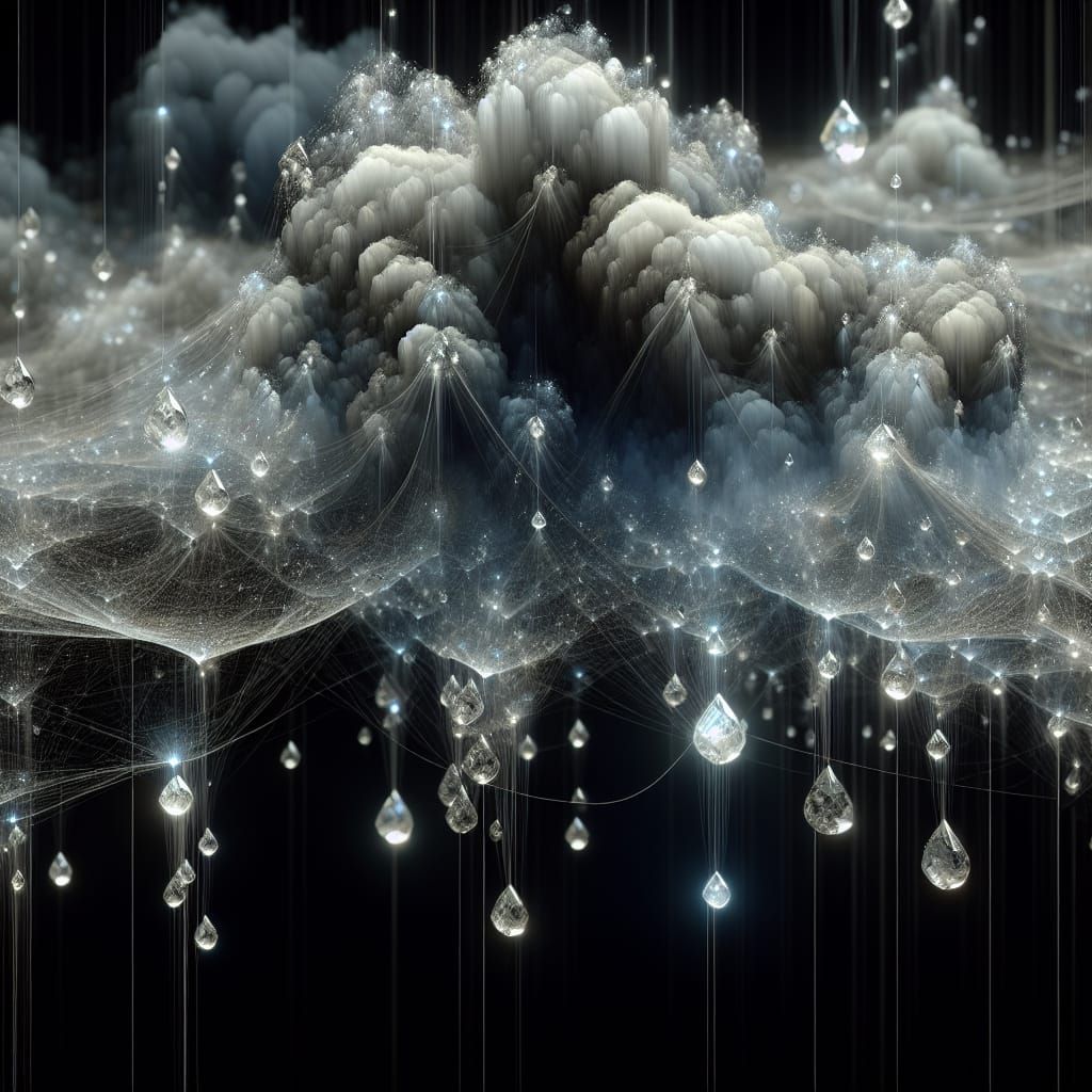 rain clouds made out of string with crystal gem raindrops ha...