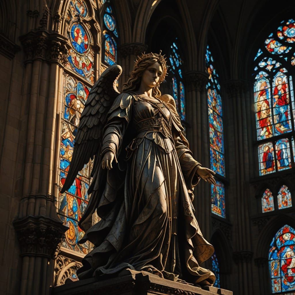 Gothic Cathedral Angel in Golden Light