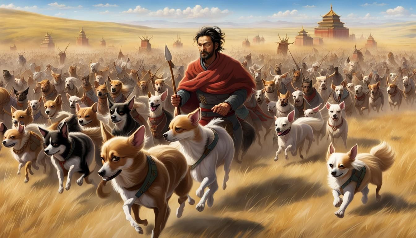 Great Khan Leads Chihuahua Horde Across Steppe