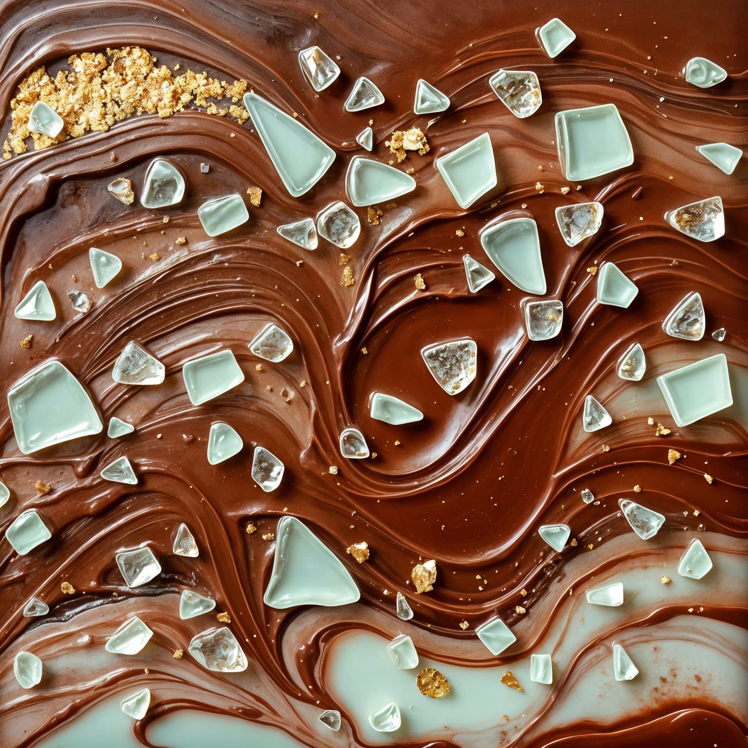 glass, gold and chocolate pudding