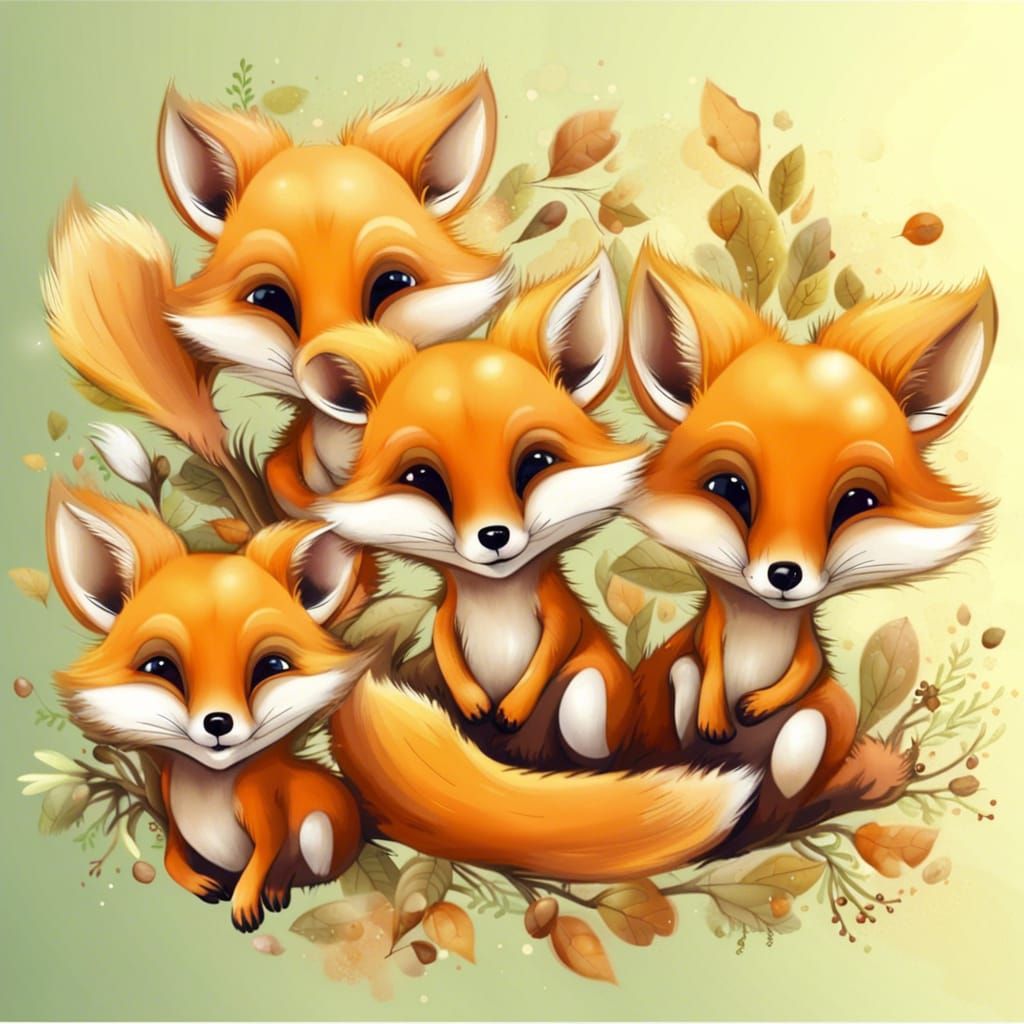 Enchanting Forest Scene with Baby Animals