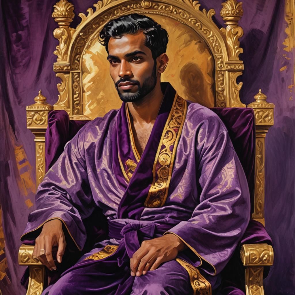 Elegant Prince in Purple: An Impressionist Oil Painting