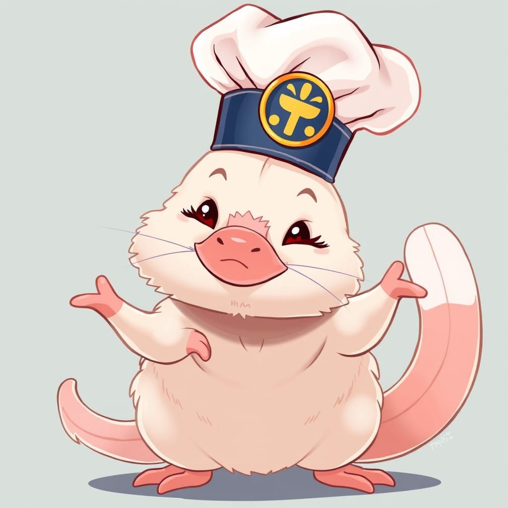 Whimsical Platypus Chef in Anime Style