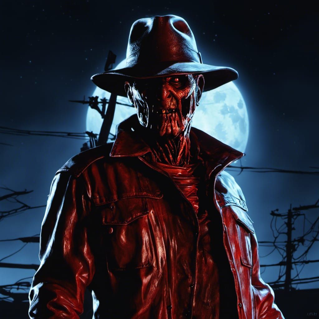 Moonlit Horror Character in Post-Apocalyptic Digital Art