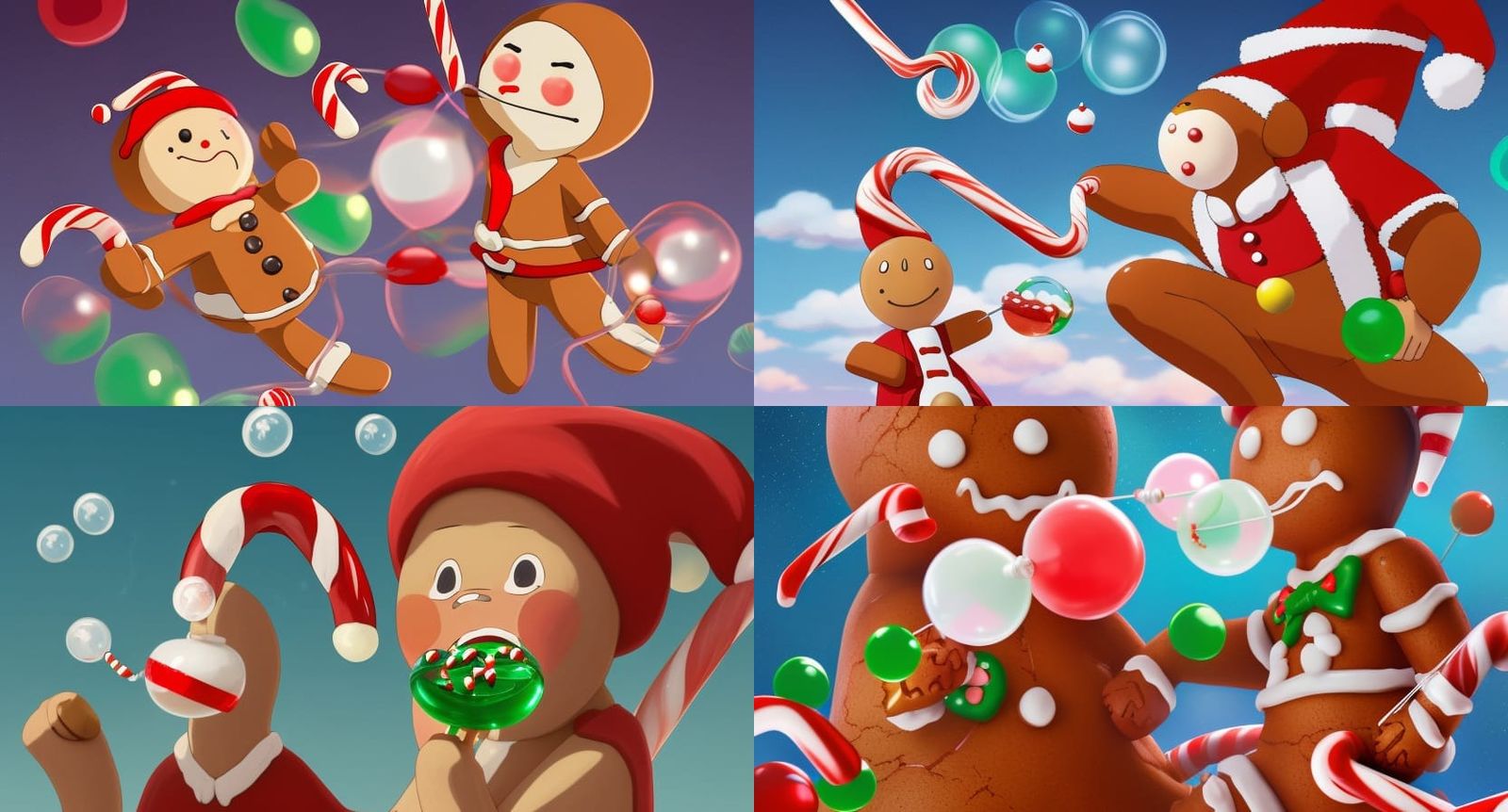 Gingerbread Man Blowing Bubble, Anime Key Visual Art