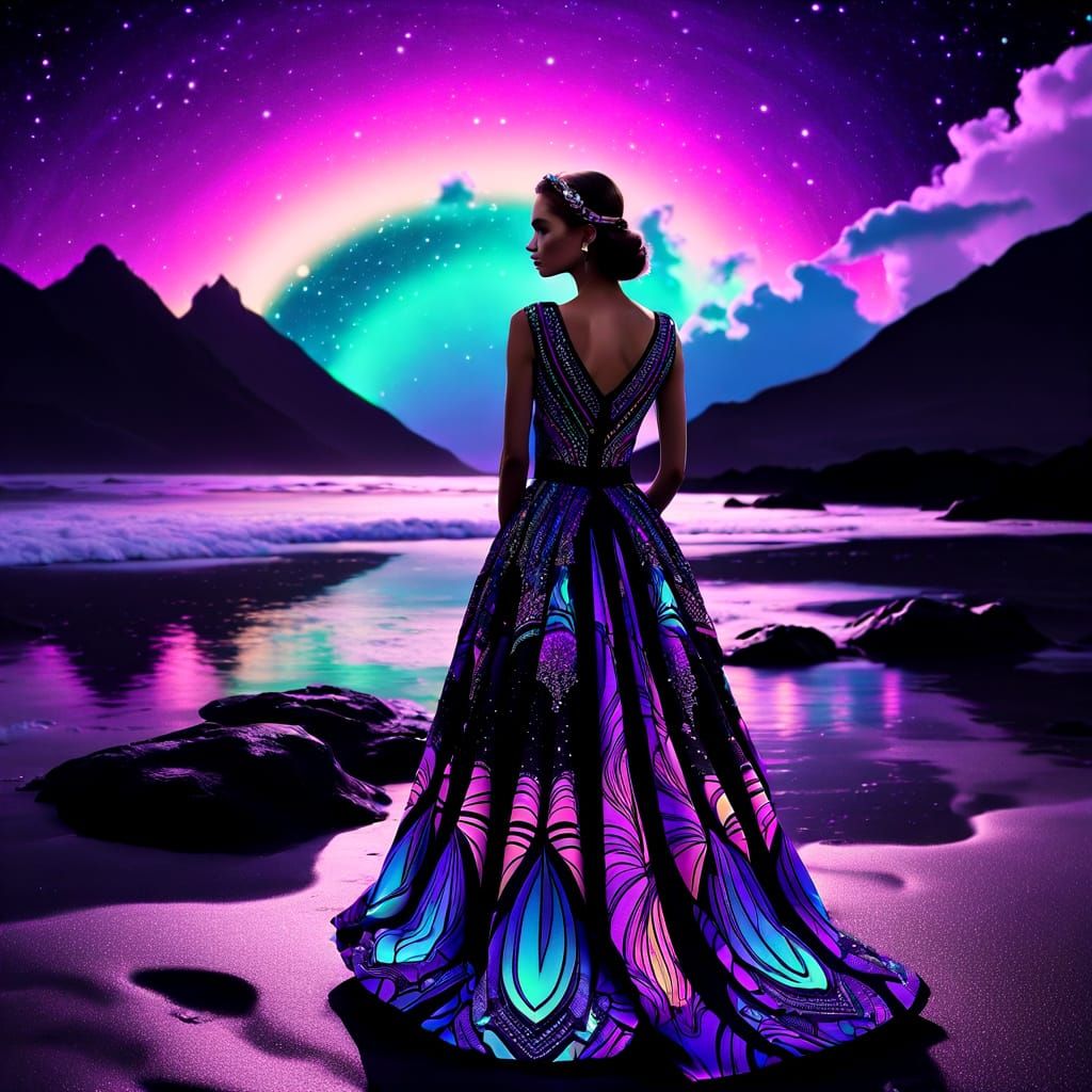 Glow-in-the-Dark Formal Dress in Vibrant Neon Hues