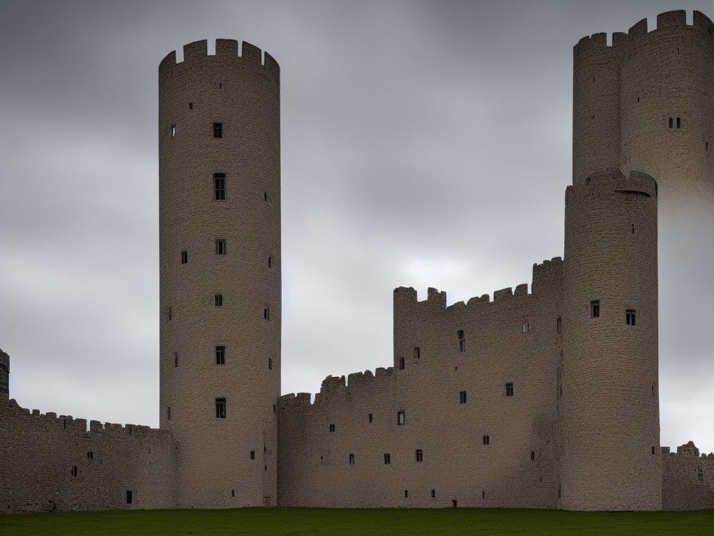 Majestic Castle Tower in Dark Landscape