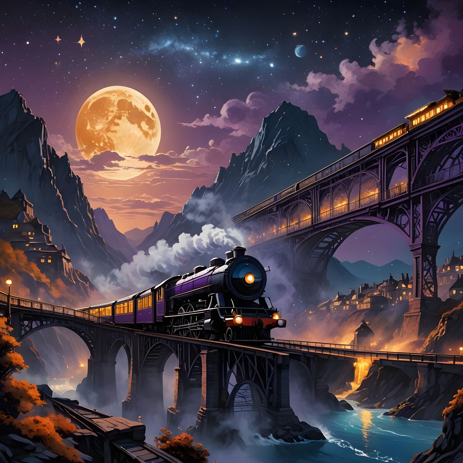Orient Express to the Moon: Detailed Matte Painting