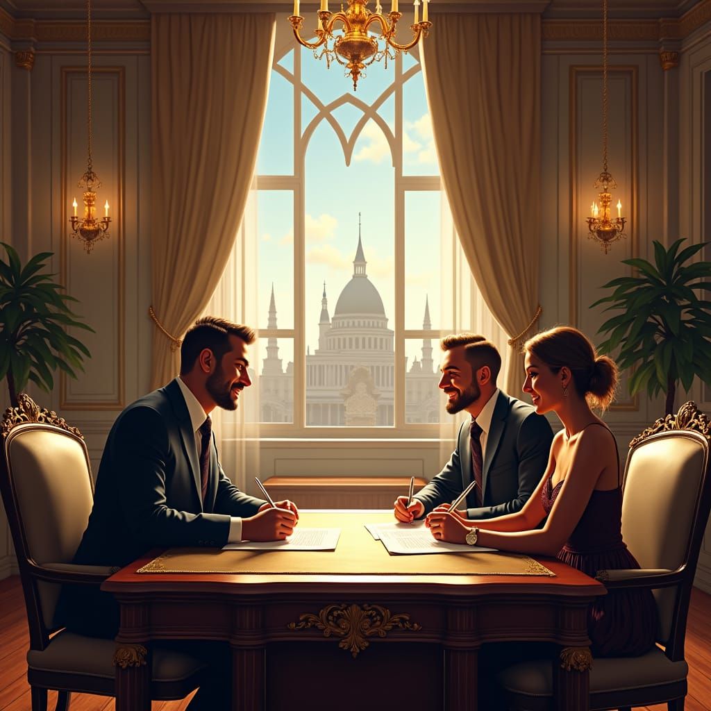 Signing of Home Deed in Opulent Notary Office