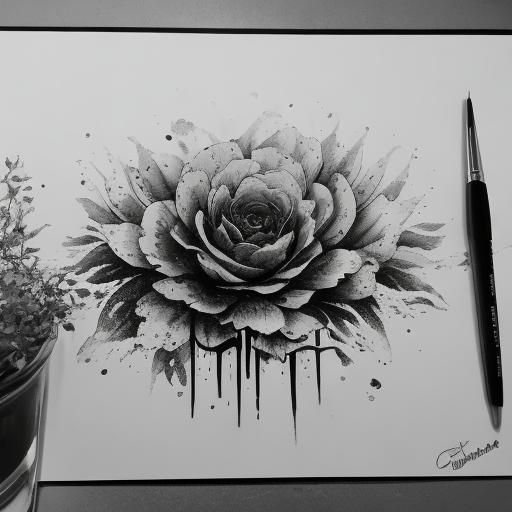Monochrome Contemporary Scene with Fantastical Flowers