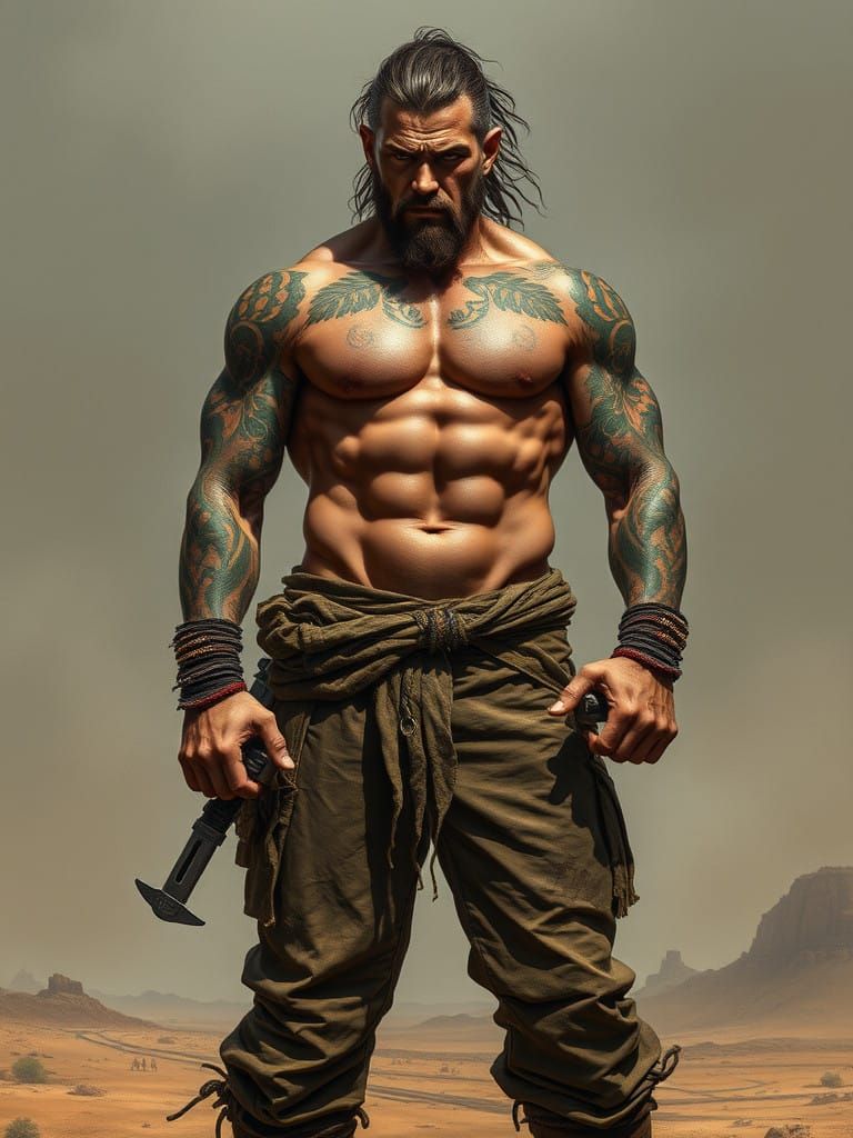 Viking Biker in Dramatic, High-Contrast Style