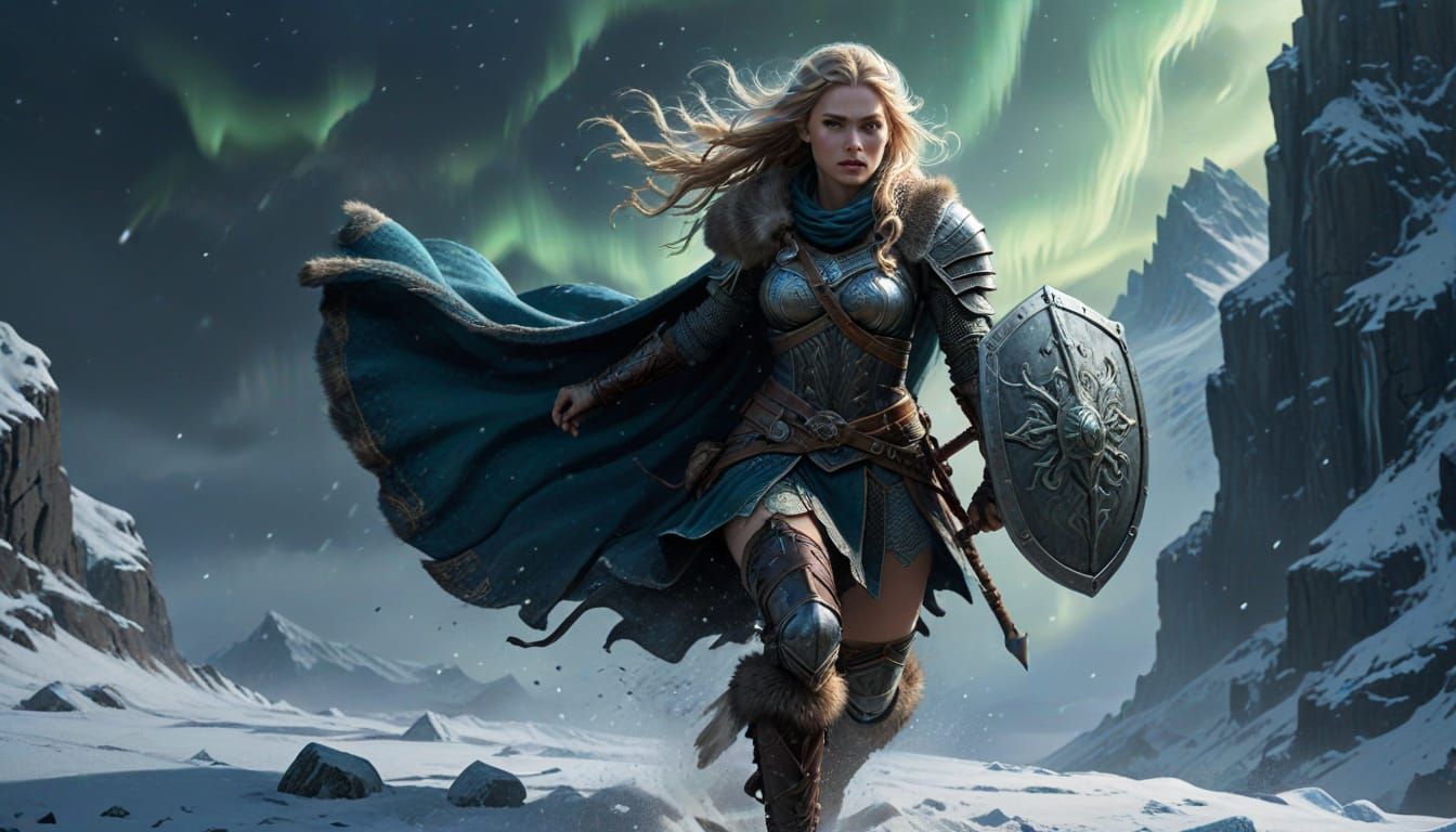 an ice viking shield maiden