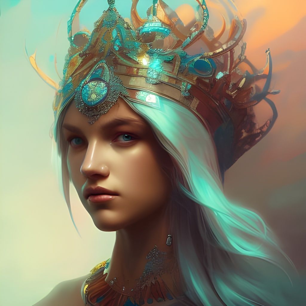 Water Queen Portrait in Hyperdetailed Digital Art