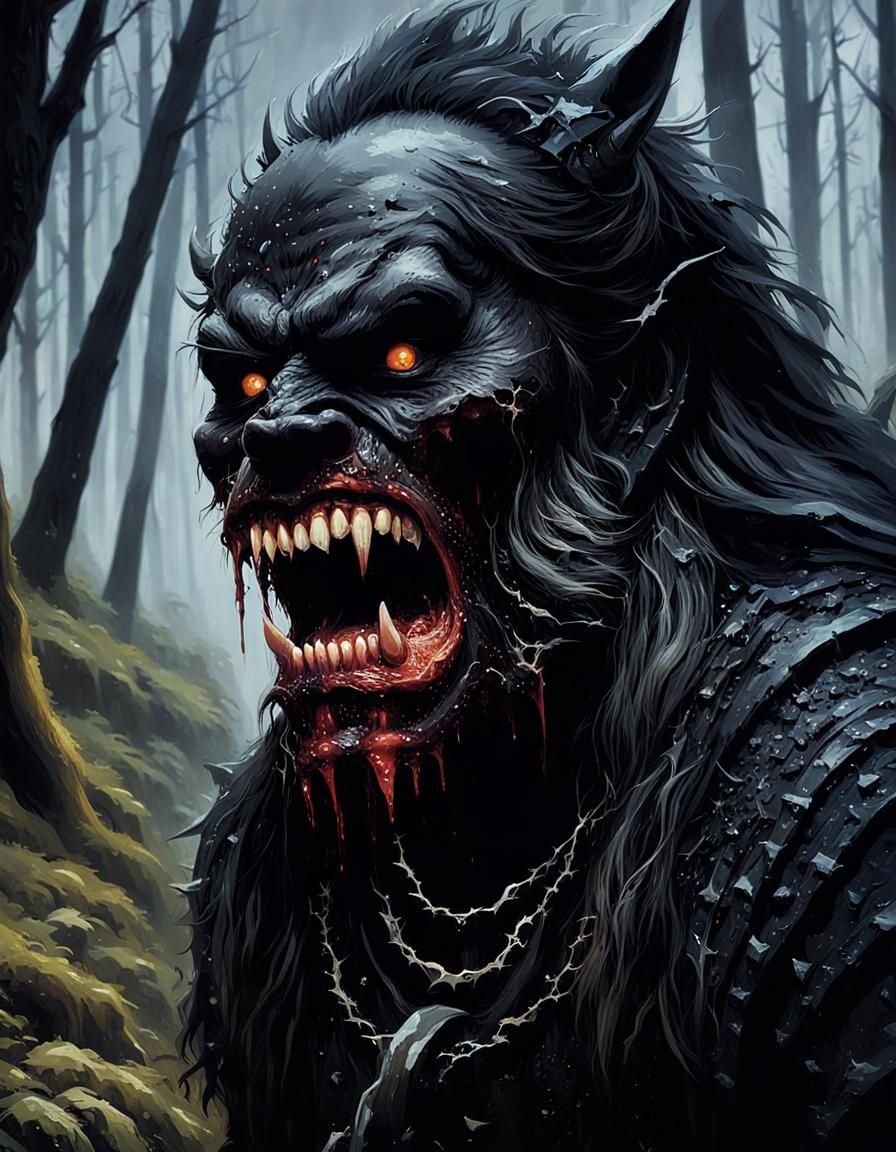 Fierce Orc Portrait in Realistic Style