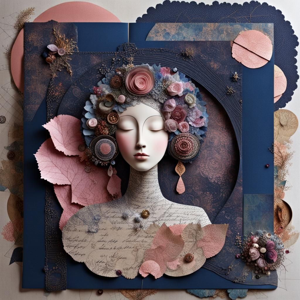 Season Goddess in Elaborate Mixed-Media Collage