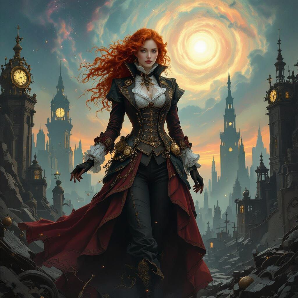 Time Traveler in Clockwork City, Steampunk Style