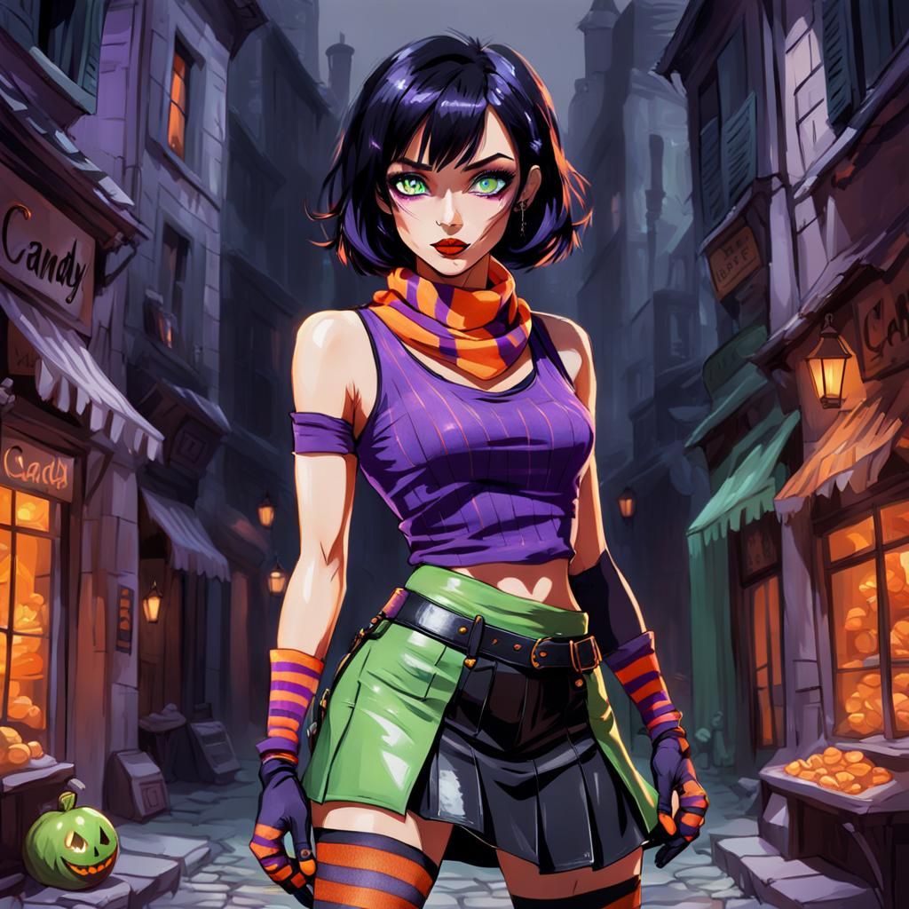 Fantasy Hunter with Bob Hair in Candy Art Style