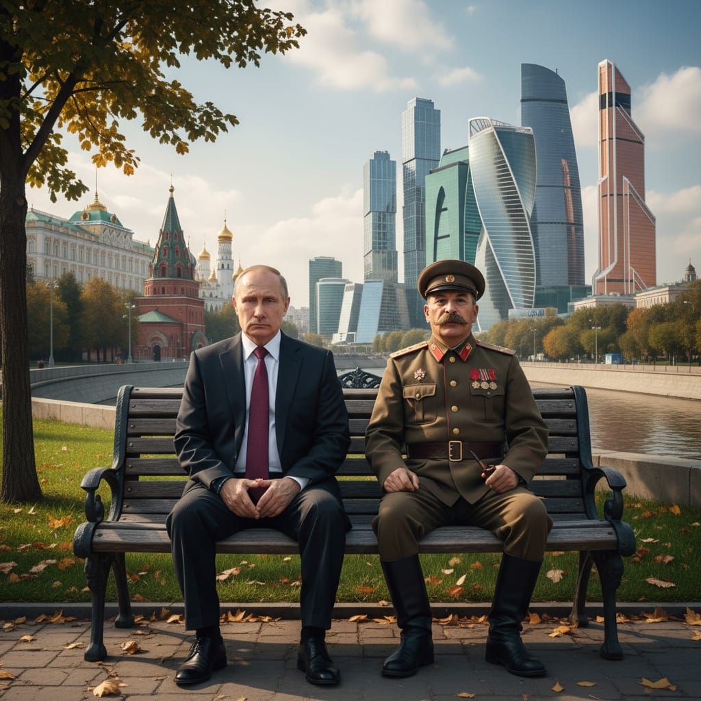 Vlad and Josef Stalin on a Park Bench