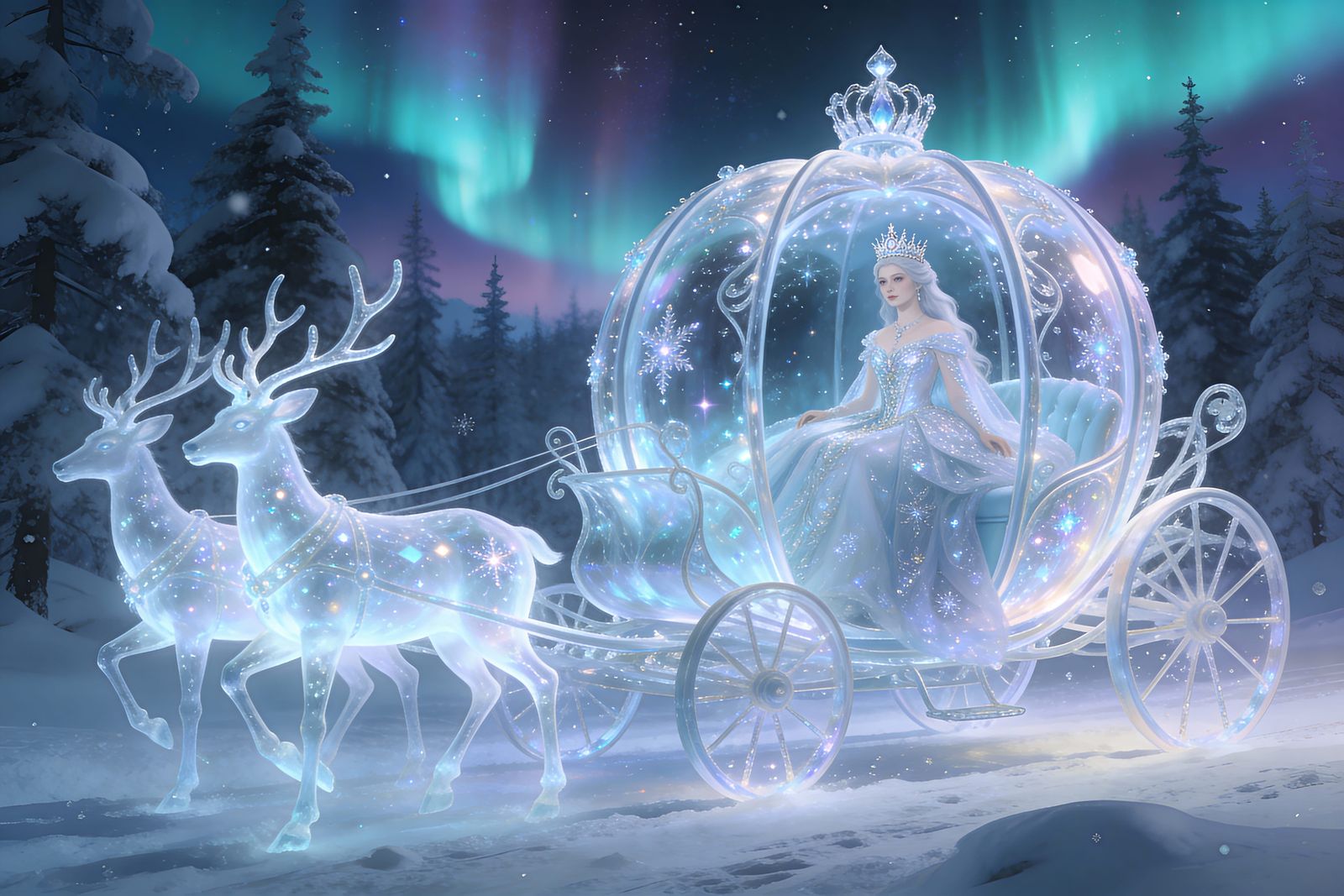 Enchanting Ice Queen in Crystal Carriage