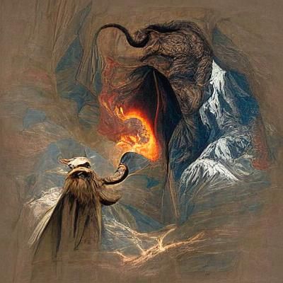 Balrog's Fiery Demise: A Fantasy Scene
