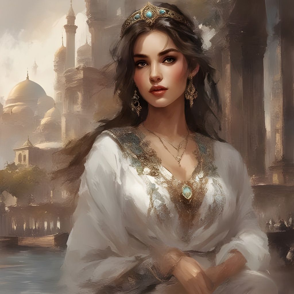 Beautiful Turkish Girl in Istanbul, Royo Style
