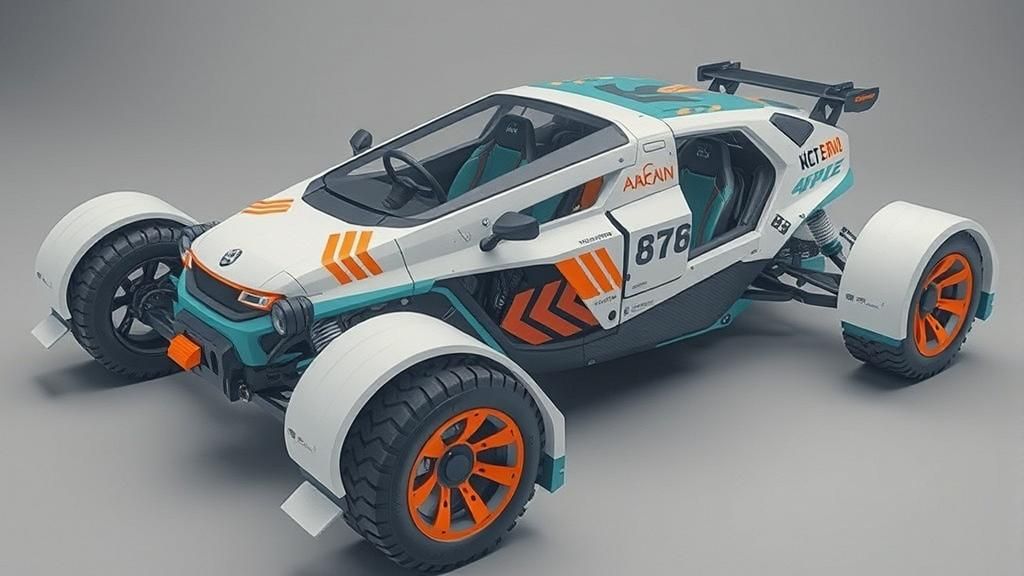 Futuristic Cyberpunk Buggy with Japanese Logos