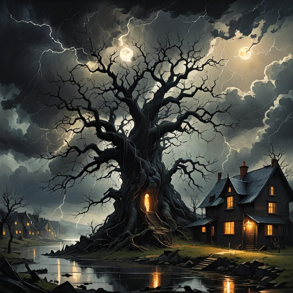 Darkwave Mythical Realms in Cartoon Art Style