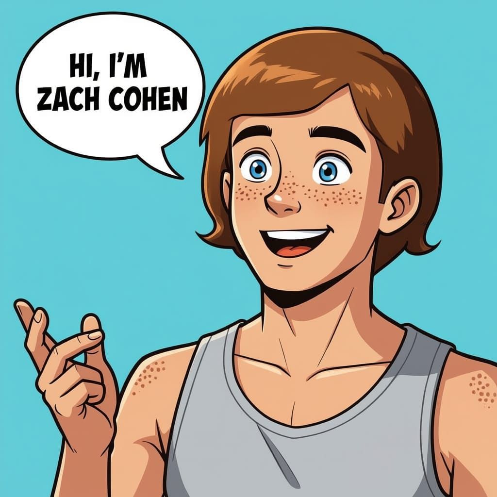 Young Man With Freckles In Comic Book Style