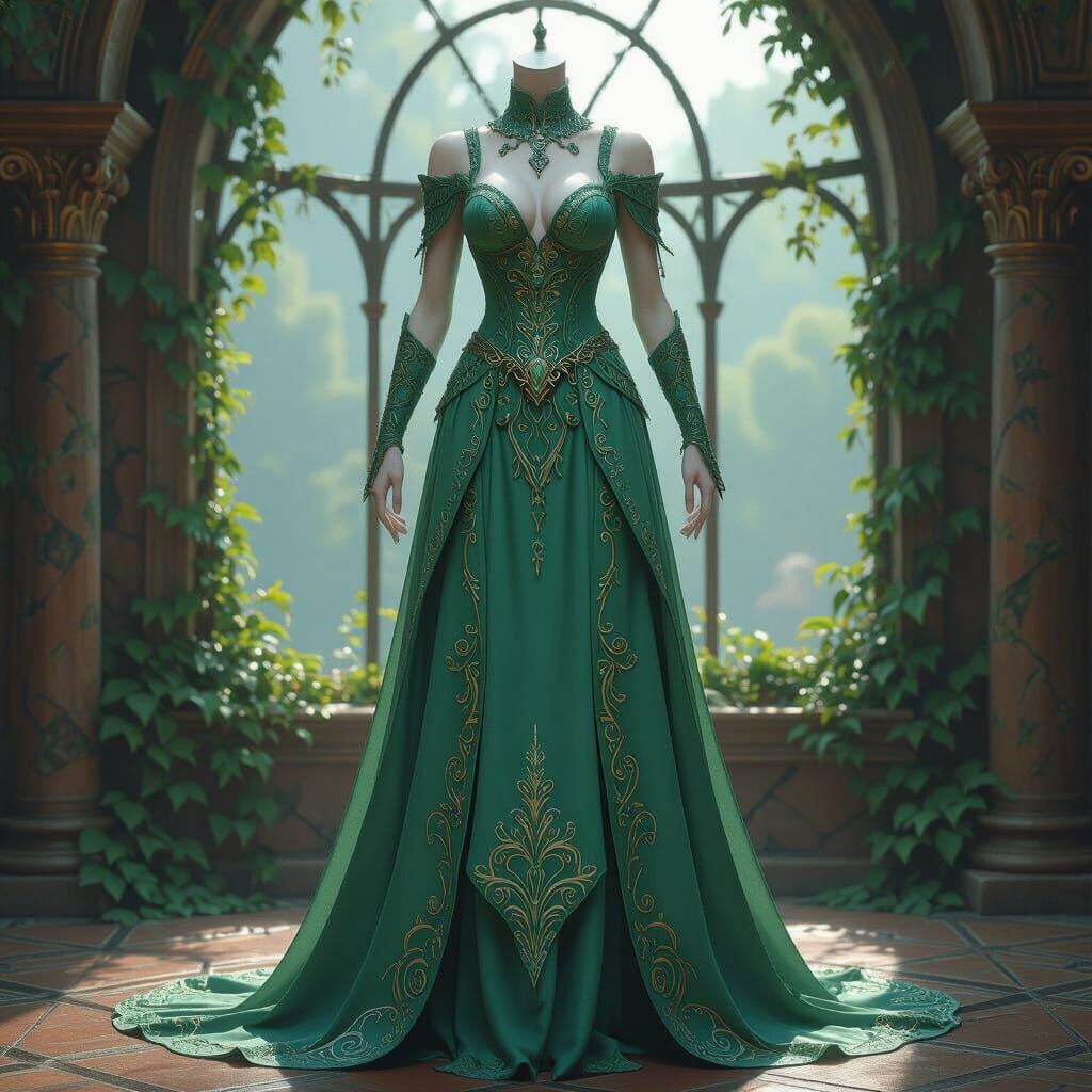 Wood Elf Medusa in Intricate Masquerade Outfit