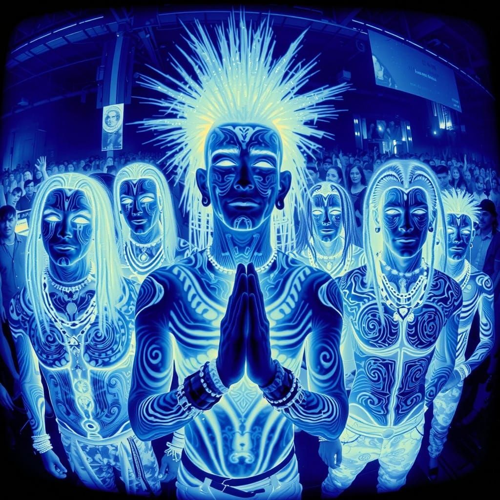 Rave Club Kids in Kirlian Photo Style