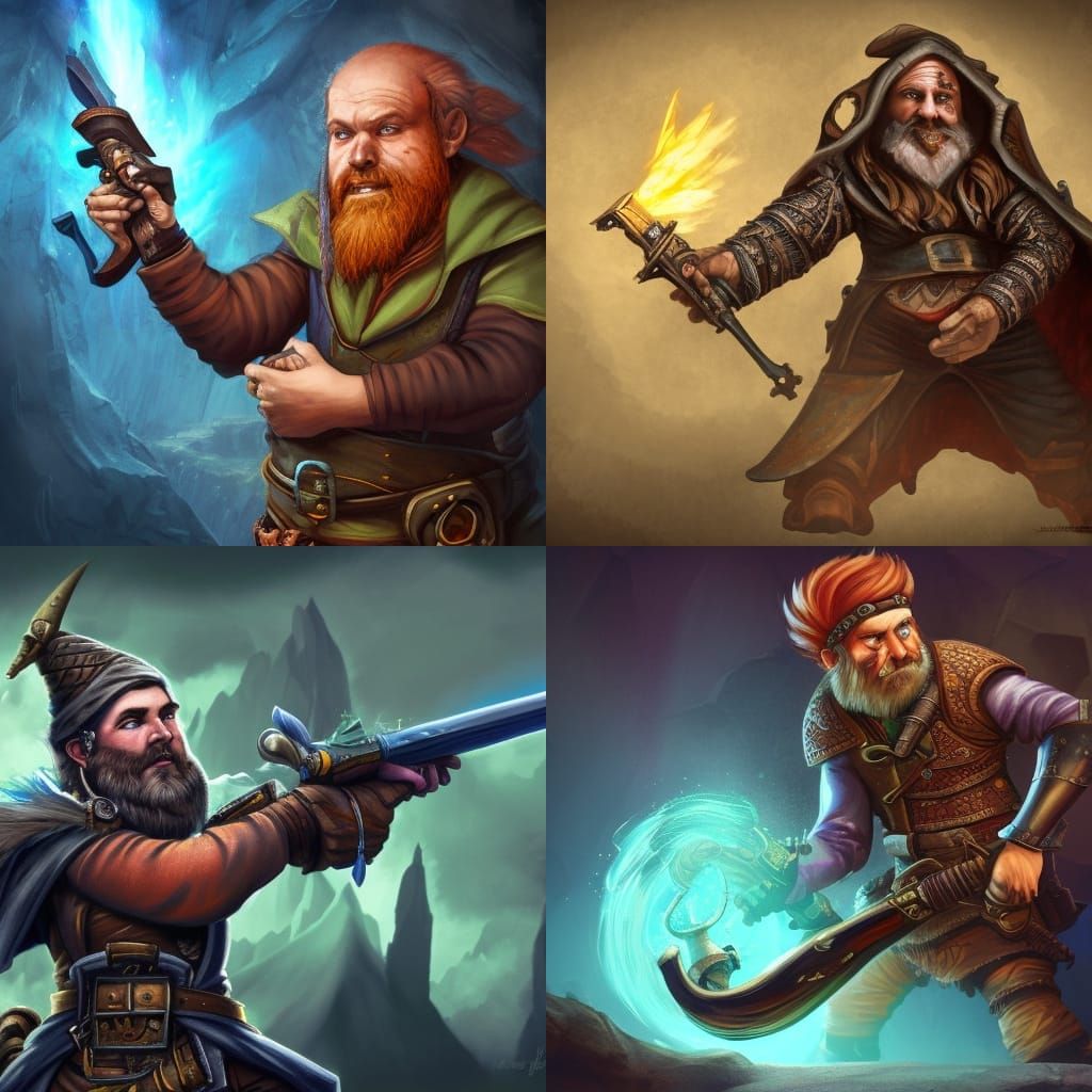 D&D Rock Gnome Artificer Portrait in High Fantasy Style