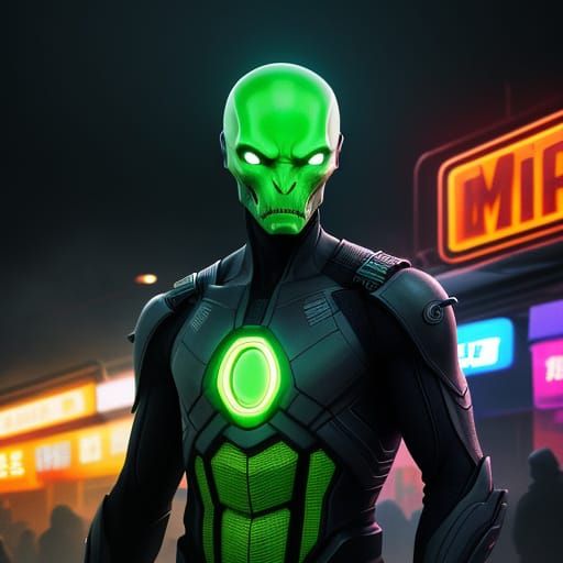 Hyper-Realistic Alien Market in Oil Painting Style