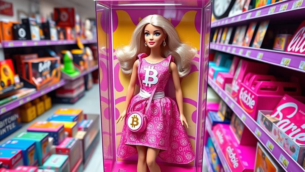 Bitcoin Barbie in Futuristic Retail Packaging