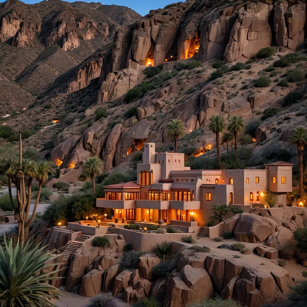 Frank Lloyd Wright Inspired Desert Cliffside Home