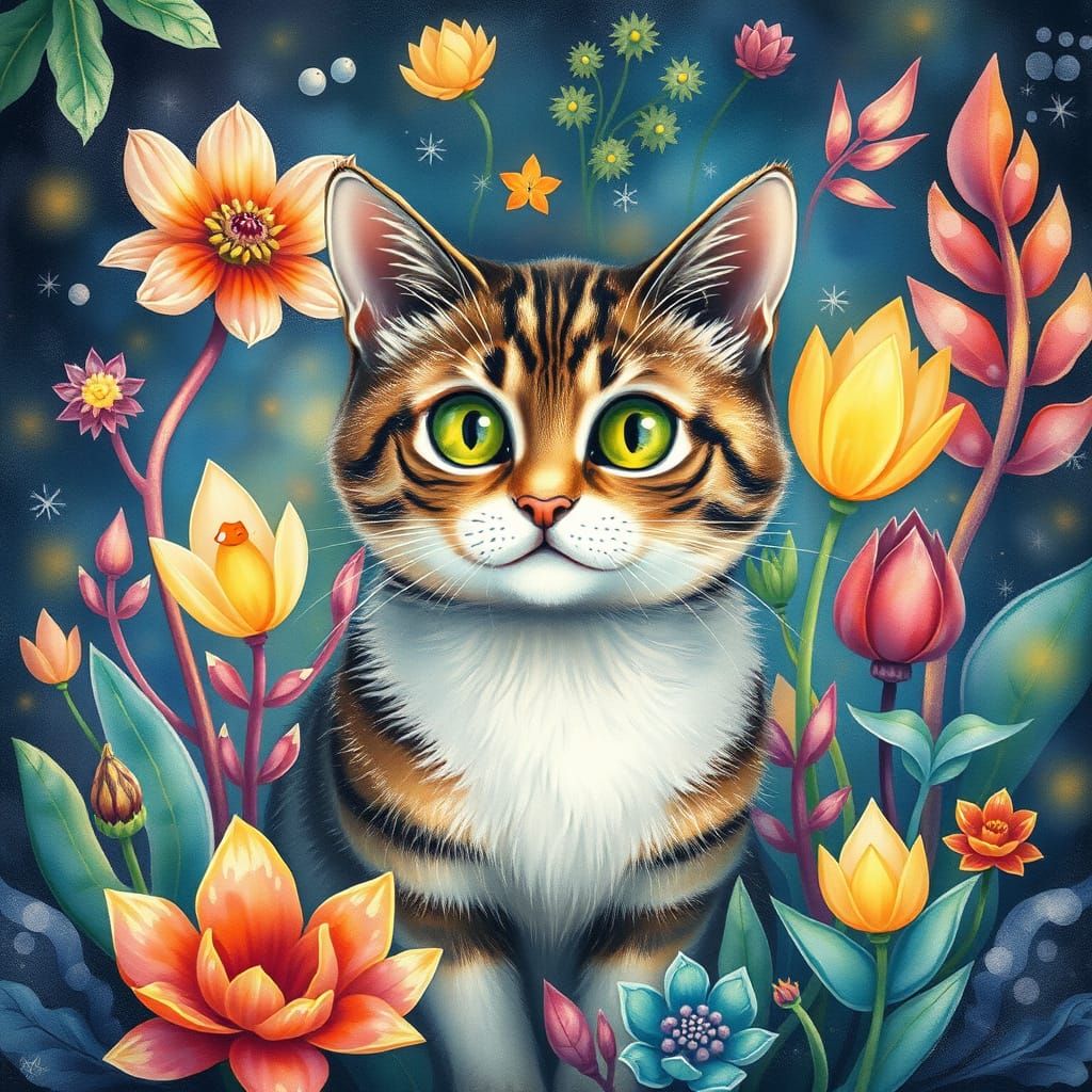 Fanciful Feline in Whimsical Wonderland