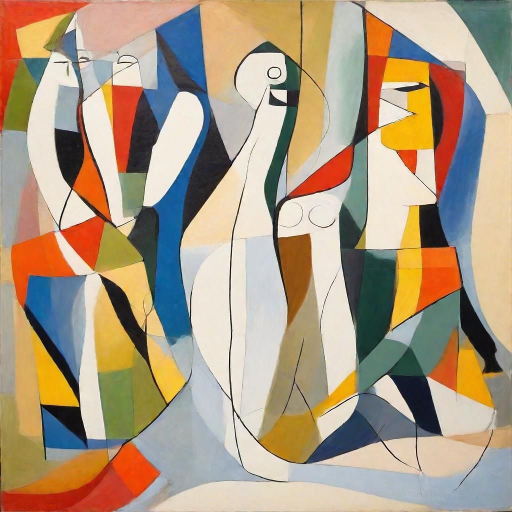 Women in Solidarity: A Cubist-Style Geometric Vector Art