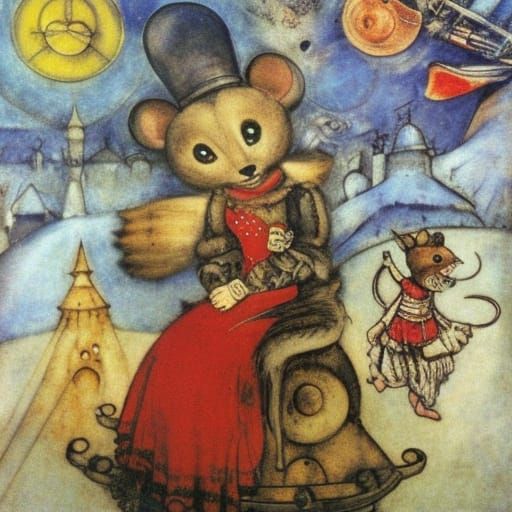 Steampunk Mouse in Winter Fantasy Fairycore Style