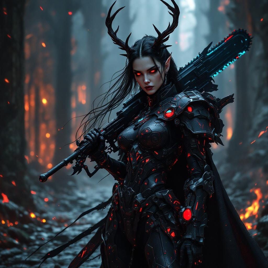Gothic Elf Warrior in Sci-Fi Armor