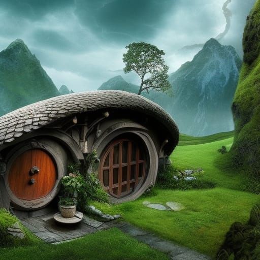 Detailed Hobbit House Digital Matte Painting