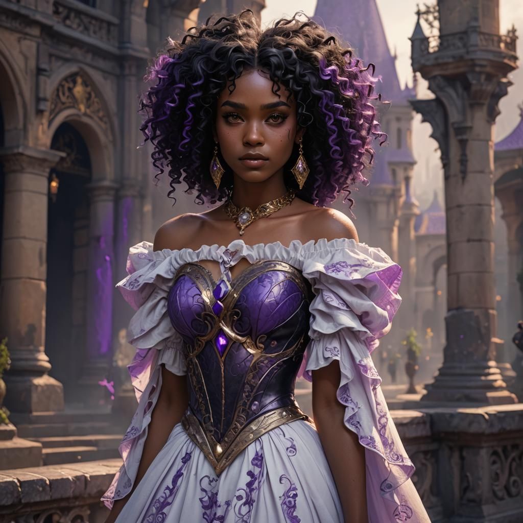 Purple-Skinned Princess with Scars: Fantasy Concept Art