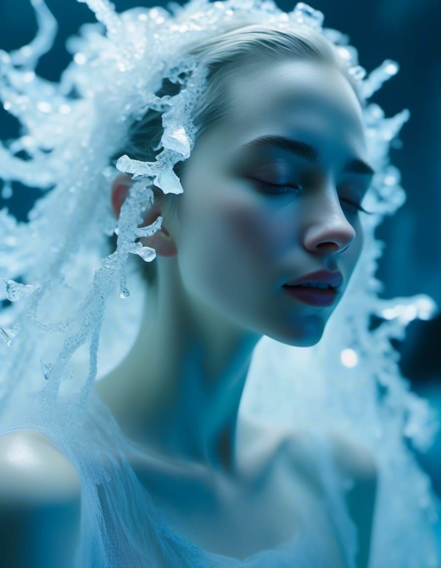 Cryo-Beauty: Futuristic Portrait in Neo-Tokyo Style