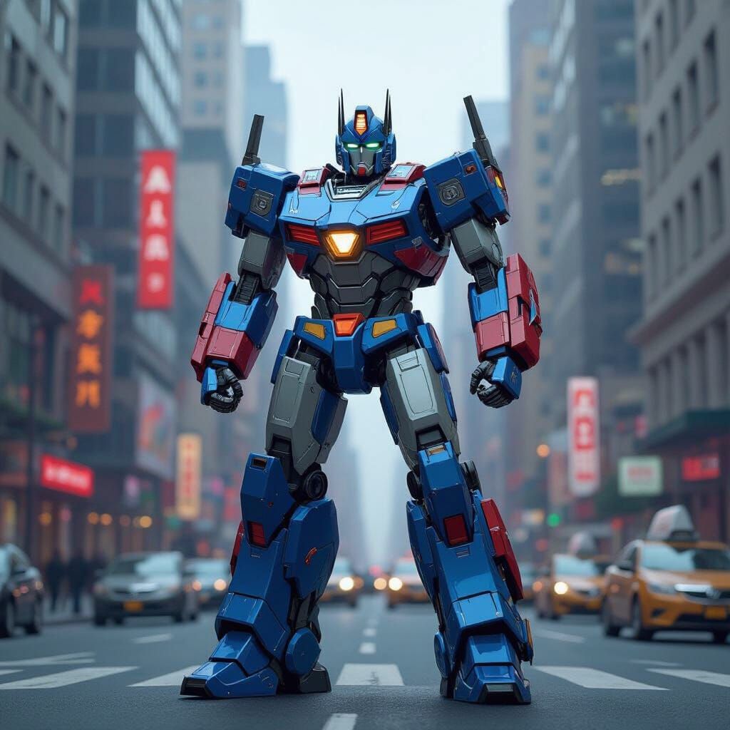 Optimus Prime Robot Suit in American City, Concept Art