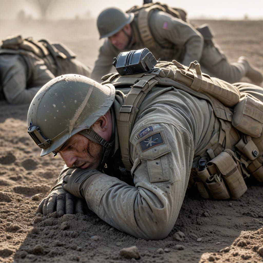 Fallen Soldier on Battlefield: A Somber Scene