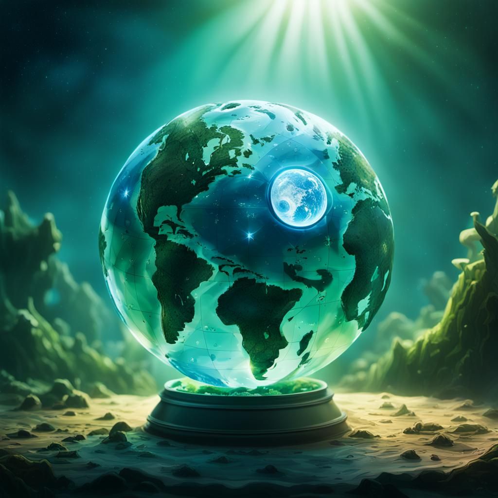 Ethereal Globe Reveals Alien World: Digital Illustration